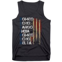 Phonetic Alphabet Retired Veteran Retirement Army Military Tank Top