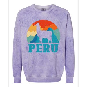 Peru Alpaca Retro Peruvian Llama Colorblast Crewneck Sweatshirt