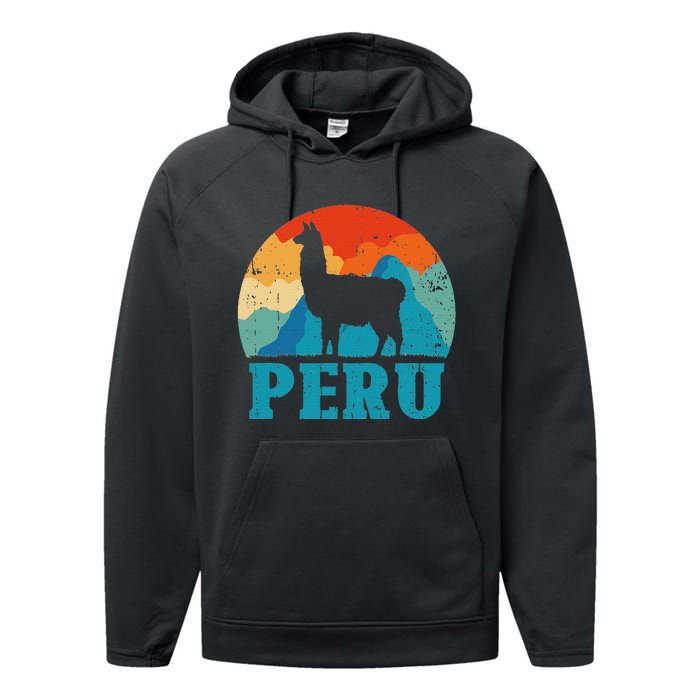 Peru Alpaca Retro Peruvian Llama Performance Fleece Hoodie