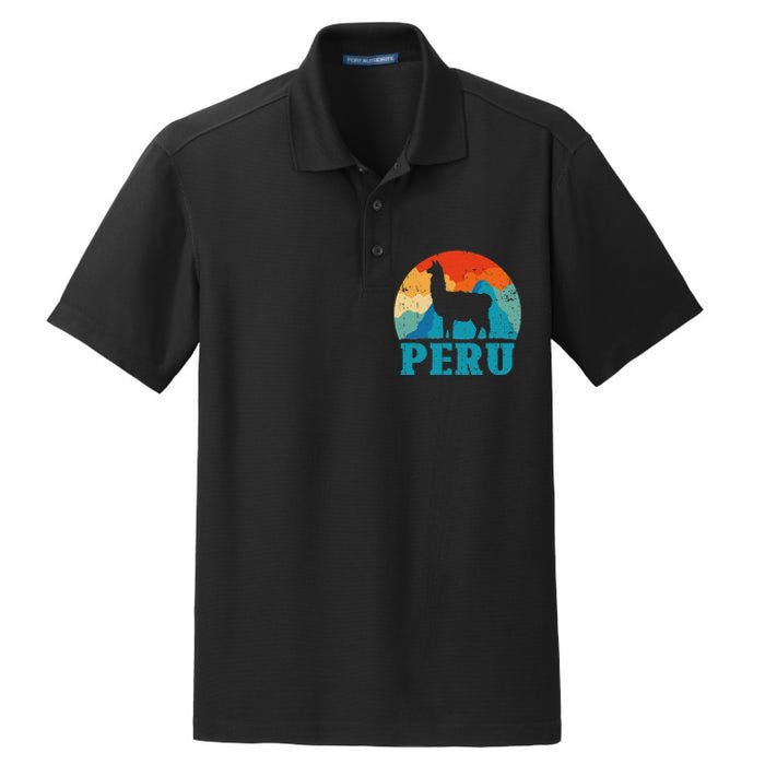 Peru Alpaca Retro Peruvian Llama Dry Zone Grid Polo