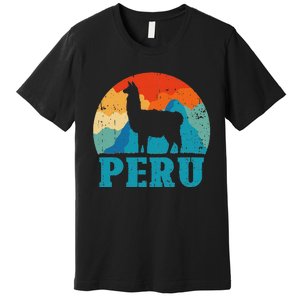 Peru Alpaca Retro Peruvian Llama Premium T-Shirt