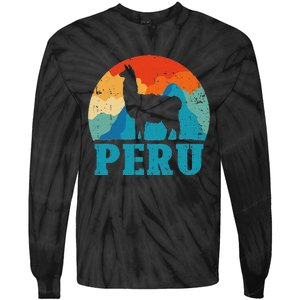 Peru Alpaca Retro Peruvian Llama Tie-Dye Long Sleeve Shirt