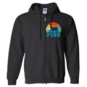 Peru Alpaca Retro Peruvian Llama Full Zip Hoodie