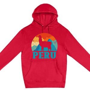 Peru Alpaca Retro Peruvian Llama Premium Pullover Hoodie