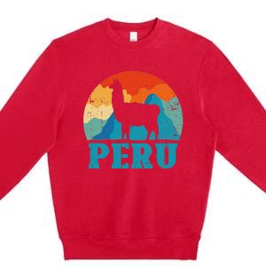 Peru Alpaca Retro Peruvian Llama Premium Crewneck Sweatshirt