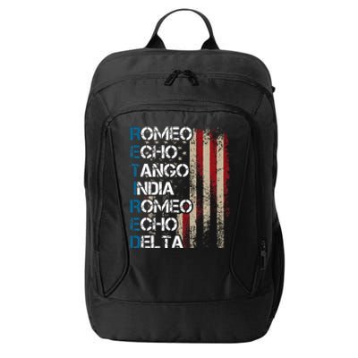 Phonetic Alphabet Retired Veteran Retirement Army Military City Backpack