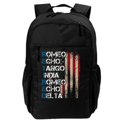 Phonetic Alphabet Retired Veteran Retirement Army Military Daily Commute Backpack