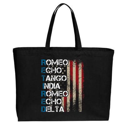 Phonetic Alphabet Retired Veteran Retirement Army Military Cotton Canvas Jumbo Tote