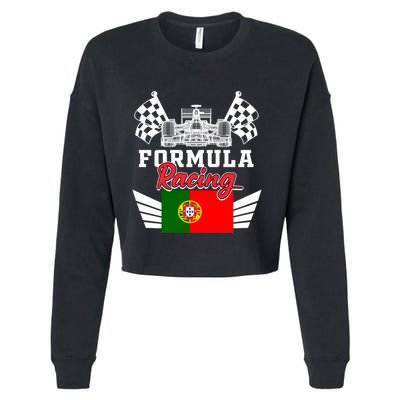 Portuguese Auto Race Portugal Flag Formula Racing Car Racer Meaningful Gift Cropped Pullover Crew