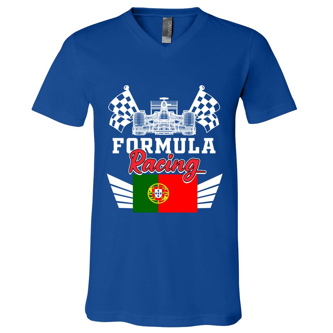 Portuguese Auto Race Portugal Flag Formula Racing Car Racer Meaningful Gift V-Neck T-Shirt