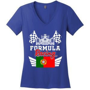 Portuguese Auto Race Portugal Flag Formula Racing Car Racer Meaningful Gift Women's V-Neck T-Shirt