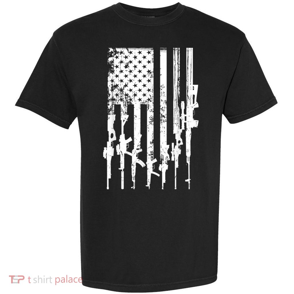 Patriotic American Rifle Flag Pro Gun Gifts Garment-Dyed Heavyweight T-Shirt