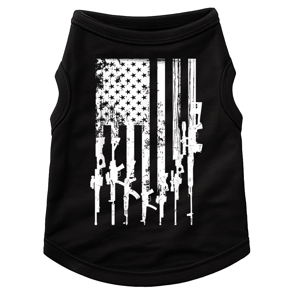 Patriotic American Rifle Flag Pro Gun Gifts Doggie Tank