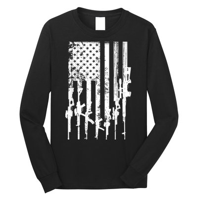 Patriotic American Rifle Flag Pro Gun Gifts Long Sleeve Shirt