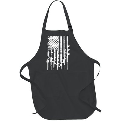 Patriotic American Rifle Flag Pro Gun Gifts Full-Length Apron With Pockets