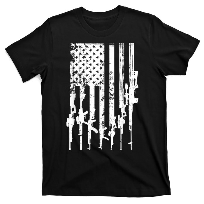 Patriotic American Rifle Flag Pro Gun Gifts T-Shirt