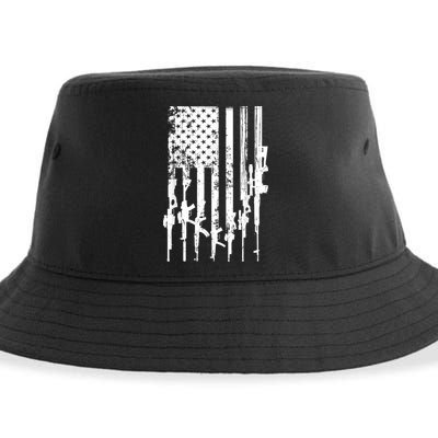 Patriotic American Rifle Flag Pro Gun Gifts Sustainable Bucket Hat