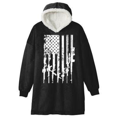 Patriotic American Rifle Flag Pro Gun Gifts Hooded Wearable Blanket