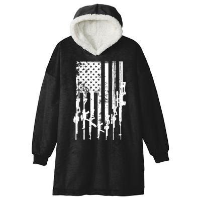 Patriotic American Rifle Flag Pro Gun Gifts Hooded Wearable Blanket