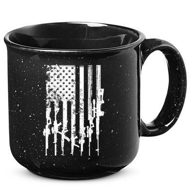Patriotic American Rifle Flag Pro Gun Gifts 15oz Campfire Ceramic Mug