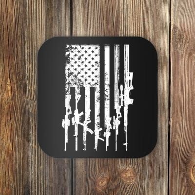 Patriotic American Rifle Flag Pro Gun Gifts Coaster