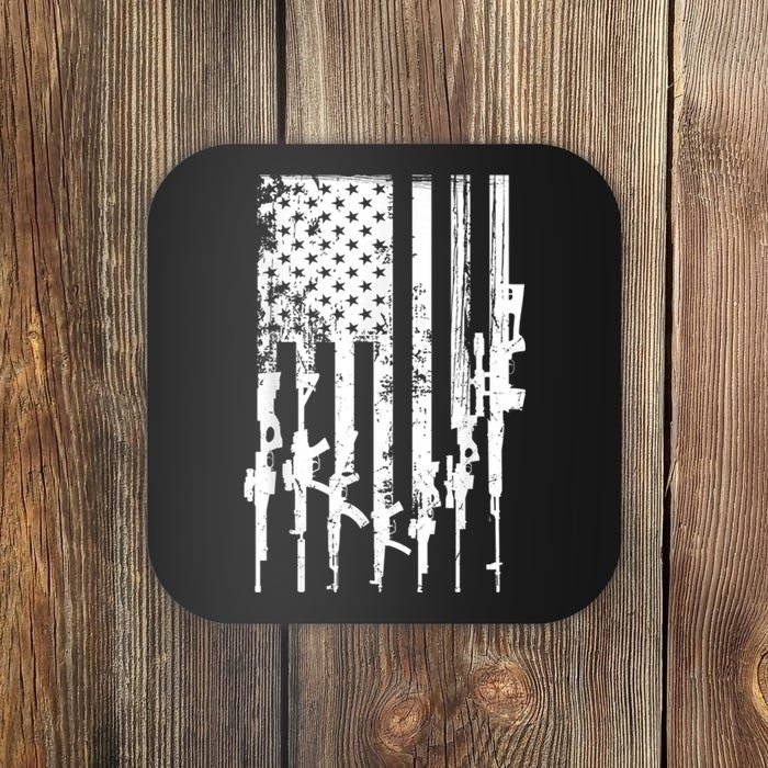 Patriotic American Rifle Flag Pro Gun Gifts Coaster