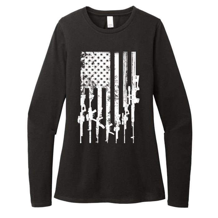 Patriotic American Rifle Flag Pro Gun Gifts Womens CVC Long Sleeve Shirt