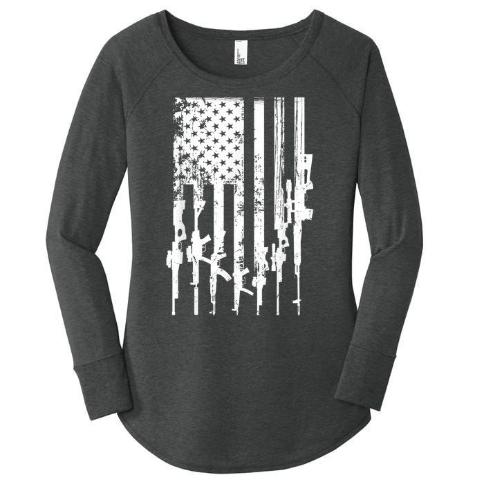 Patriotic American Rifle Flag Pro Gun Gifts Women's Perfect Tri Tunic Long Sleeve Shirt