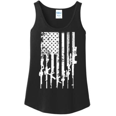 Patriotic American Rifle Flag Pro Gun Gifts Ladies Essential Tank