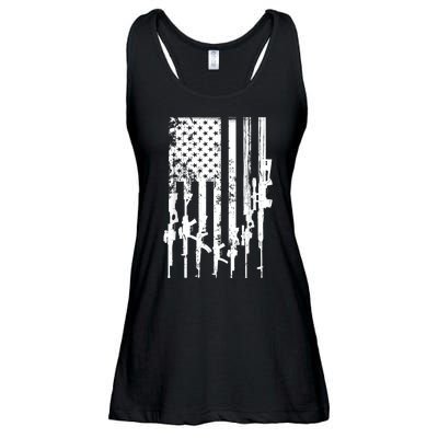 Patriotic American Rifle Flag Pro Gun Gifts Ladies Essential Flowy Tank