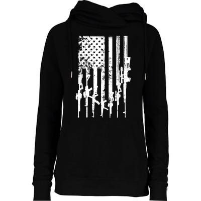 Patriotic American Rifle Flag Pro Gun Gifts Womens Funnel Neck Pullover Hood