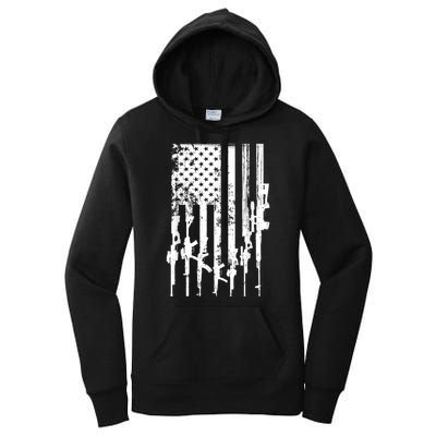 Patriotic American Rifle Flag Pro Gun Gifts Women's Pullover Hoodie