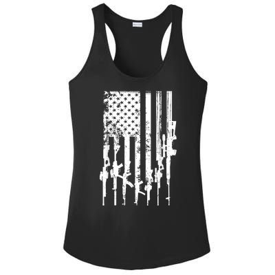 Patriotic American Rifle Flag Pro Gun Gifts Ladies PosiCharge Competitor Racerback Tank