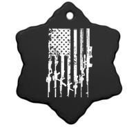 Patriotic American Rifle Flag Pro Gun Gifts Ceramic Star Ornament