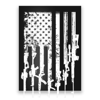 Patriotic American Rifle Flag Pro Gun Gifts Poster