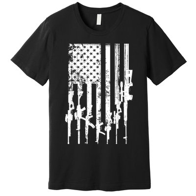 Patriotic American Rifle Flag Pro Gun Gifts Premium T-Shirt