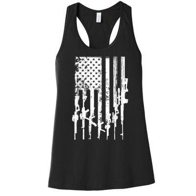 Patriotic American Rifle Flag Pro Gun Gifts Women's Racerback Tank