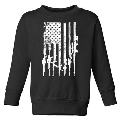 Patriotic American Rifle Flag Pro Gun Gifts Toddler Sweatshirt