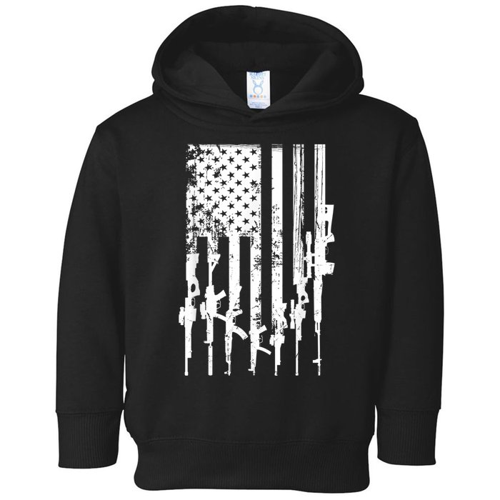 Patriotic American Rifle Flag Pro Gun Gifts Toddler Hoodie