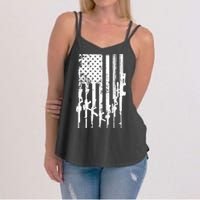 Patriotic American Rifle Flag Pro Gun Gifts Women's Strappy Tank