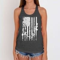 Patriotic American Rifle Flag Pro Gun Gifts Women's Knotted Racerback Tank