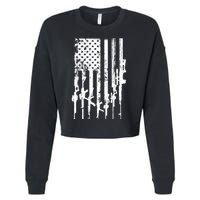 Patriotic American Rifle Flag Pro Gun Gifts Cropped Pullover Crew