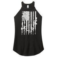 Patriotic American Rifle Flag Pro Gun Gifts Women's Perfect Tri Rocker Tank