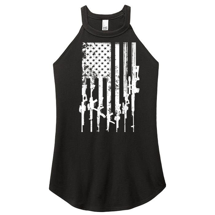 Patriotic American Rifle Flag Pro Gun Gifts Women's Perfect Tri Rocker Tank