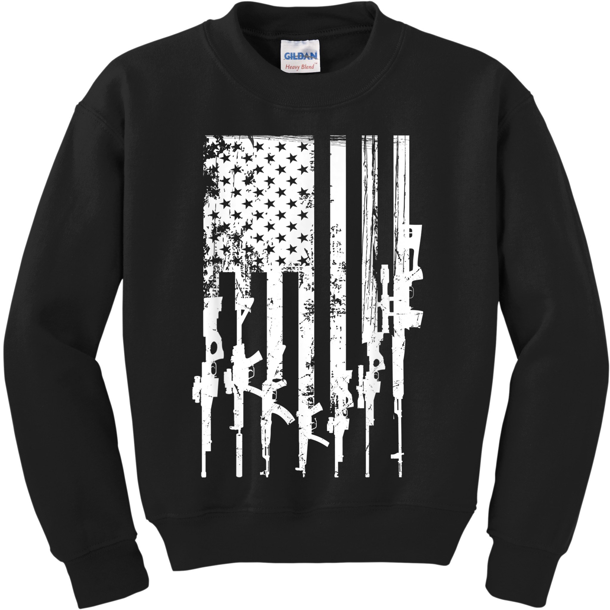Patriotic American Rifle Flag Pro Gun Gifts Kids Sweatshirt