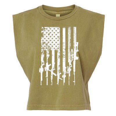 Patriotic American Rifle Flag Pro Gun Gifts Garment-Dyed Women's Muscle Tee