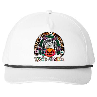 Pumpkins And Rainbow Trick Or Teach Teacher Halloween Funny Gift Snapback Five-Panel Rope Hat