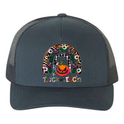 Pumpkins And Rainbow Trick Or Teach Teacher Halloween Funny Gift Yupoong Adult 5-Panel Trucker Hat