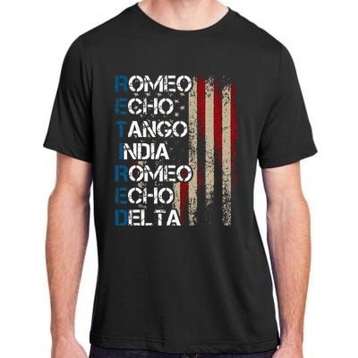 Phonetic Alphabet Retired Veteran Retirement Army Military Adult ChromaSoft Performance T-Shirt