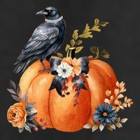 Pretty Autumn Raven Floral Pumpkin Fall Lover 11oz C Handle Ceramic Mug